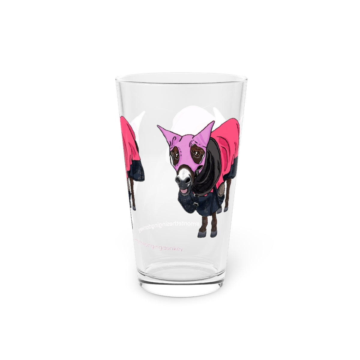 Monte the Singing Donkey in His Winter Wear - Pint Glass - 16oz