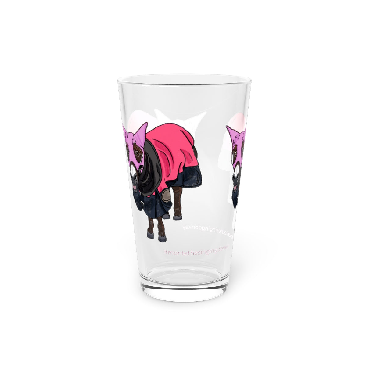 Monte the Singing Donkey in His Winter Wear - Pint Glass - 16oz