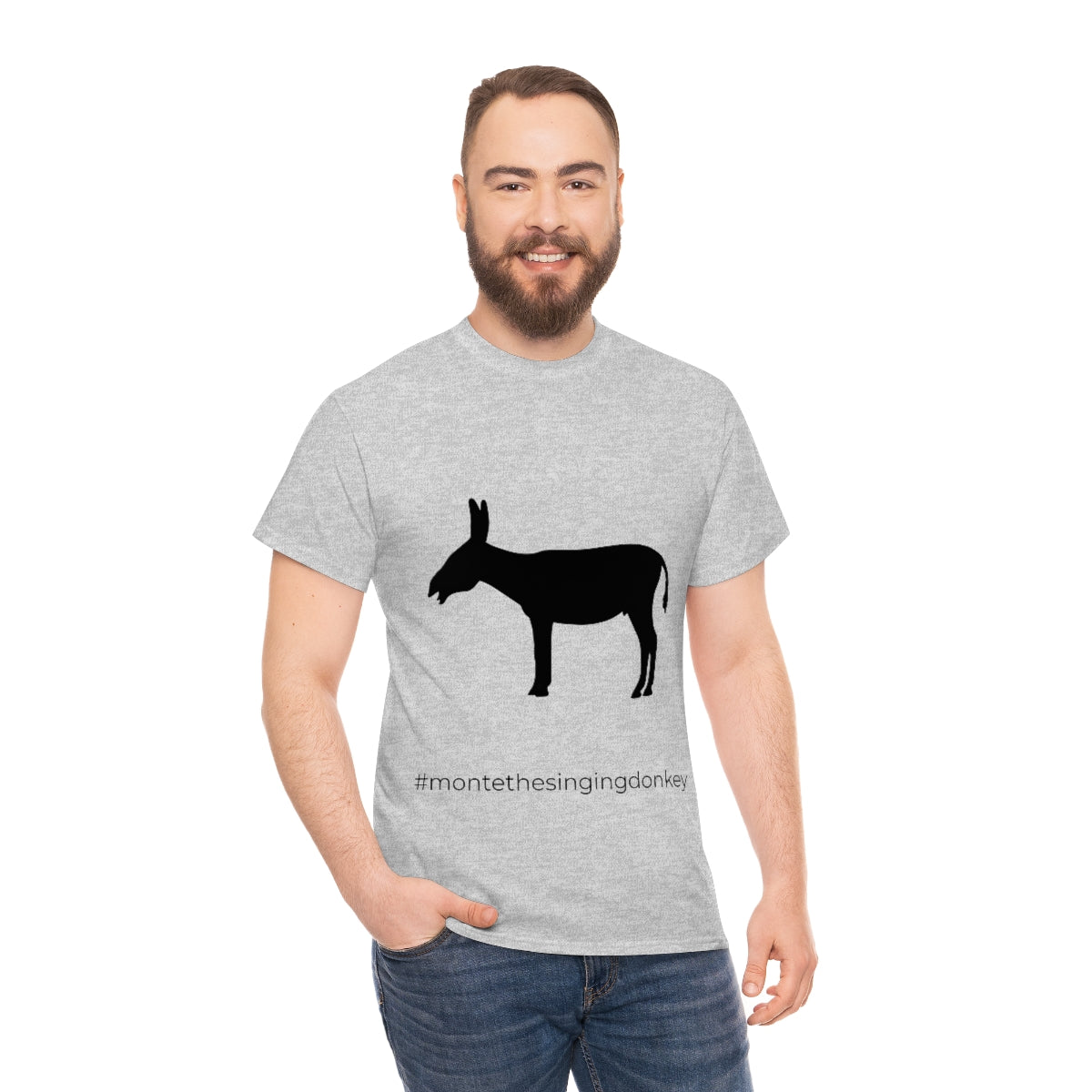 Monte the Singing Donkey Unisex Braying Silhouette Heavy Cotton Tee (S-5X)