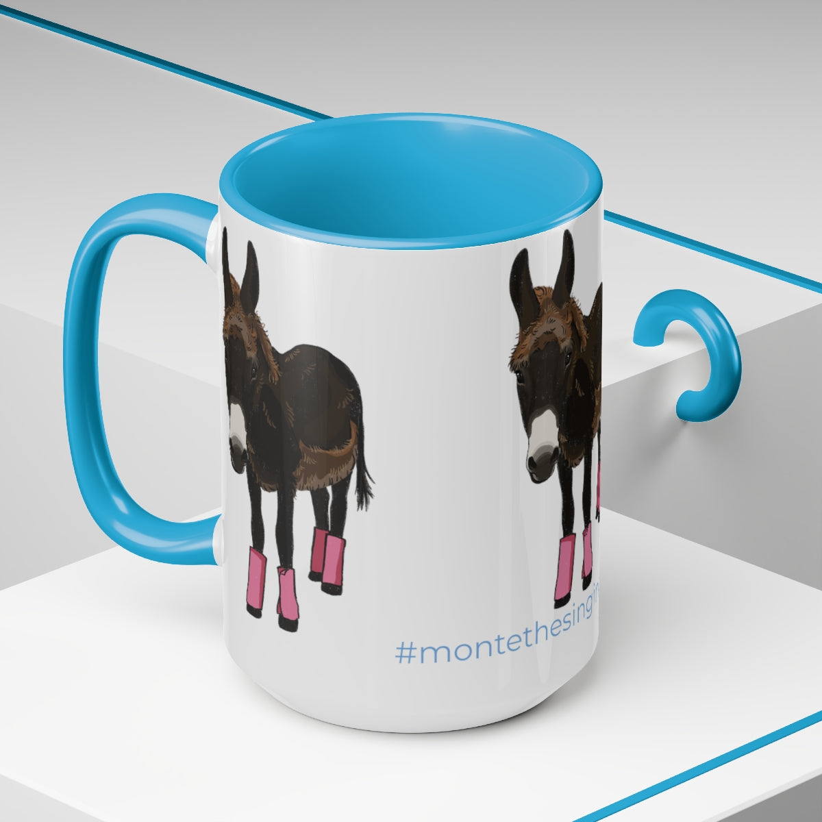 Mornings with Monte the Singing Donkey Summer Haircut Two-Tone Mugs, 15oz