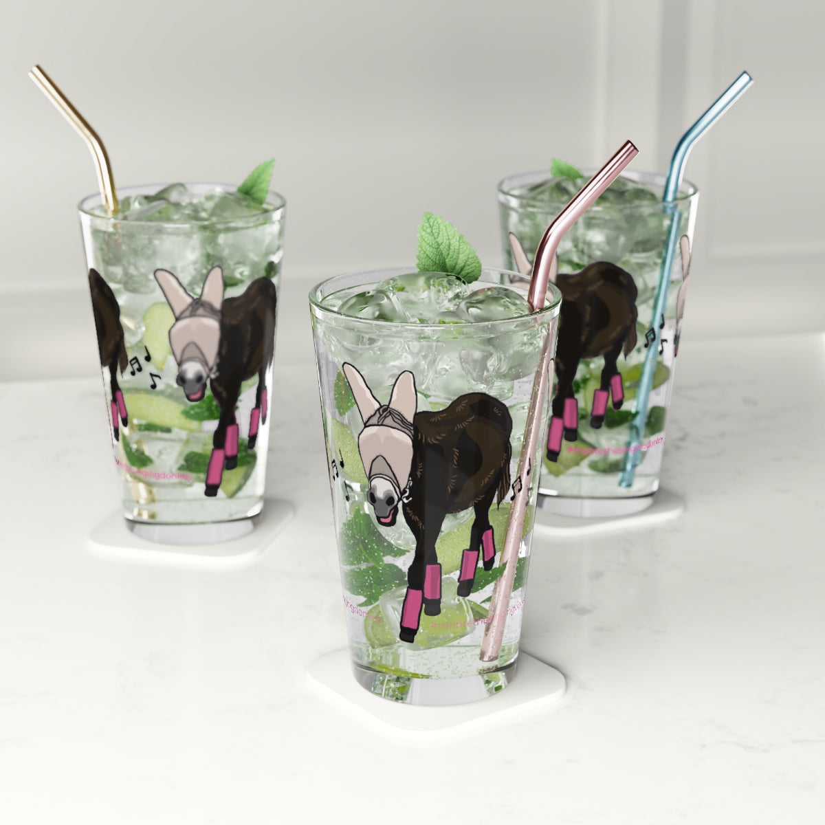 Monte the Singing Donkey - Fly Gear Pint Glass, 16oz