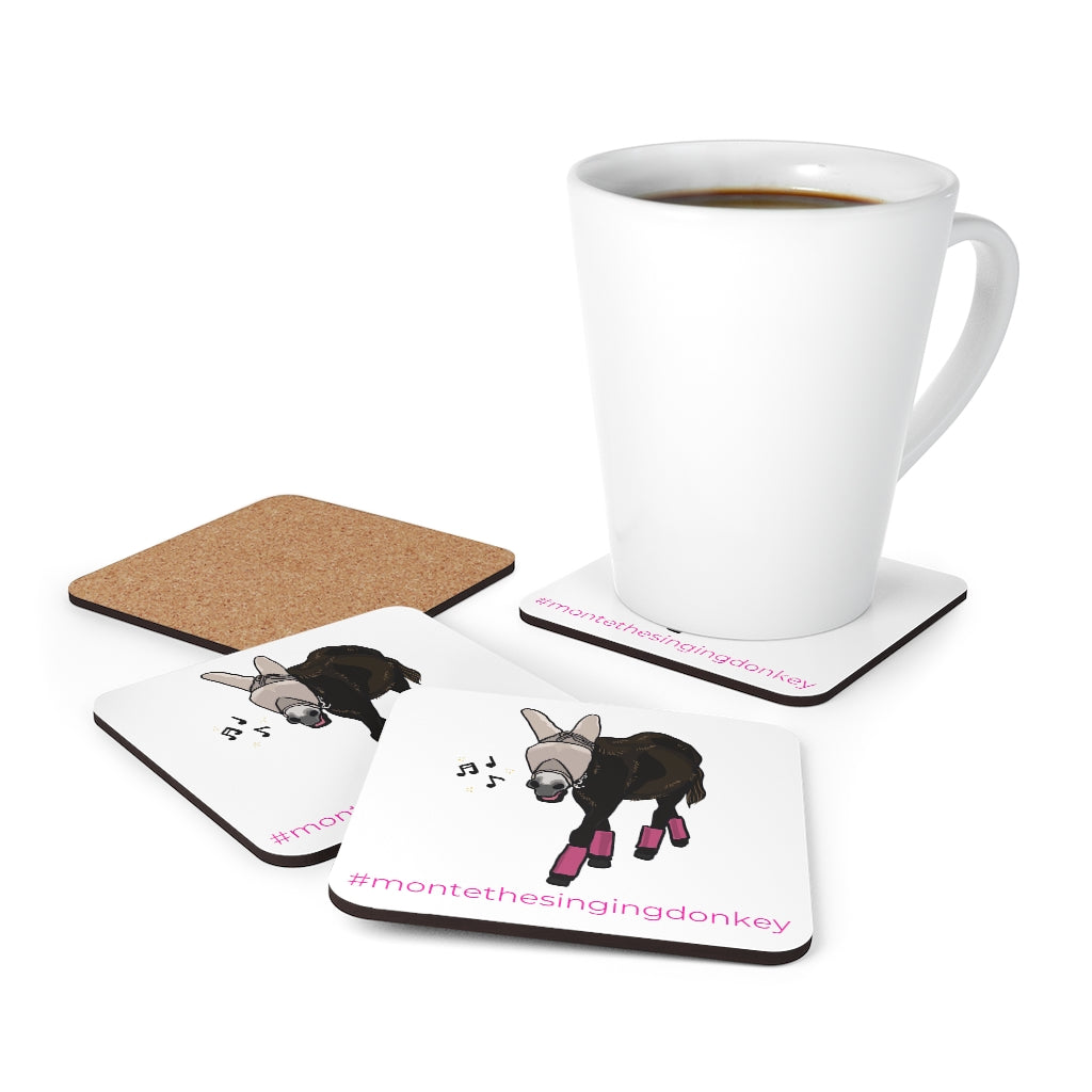 Monte the Singing Donkey Fly Gear Corkwood Coaster Set