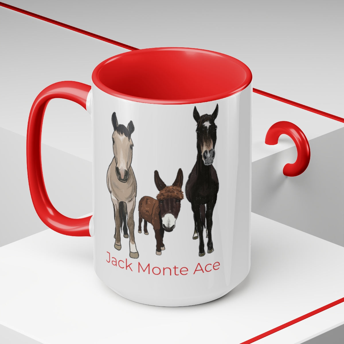 Mornings with Monte the Singing Donkey and The Brudders Two-Tone Mugs, 15oz