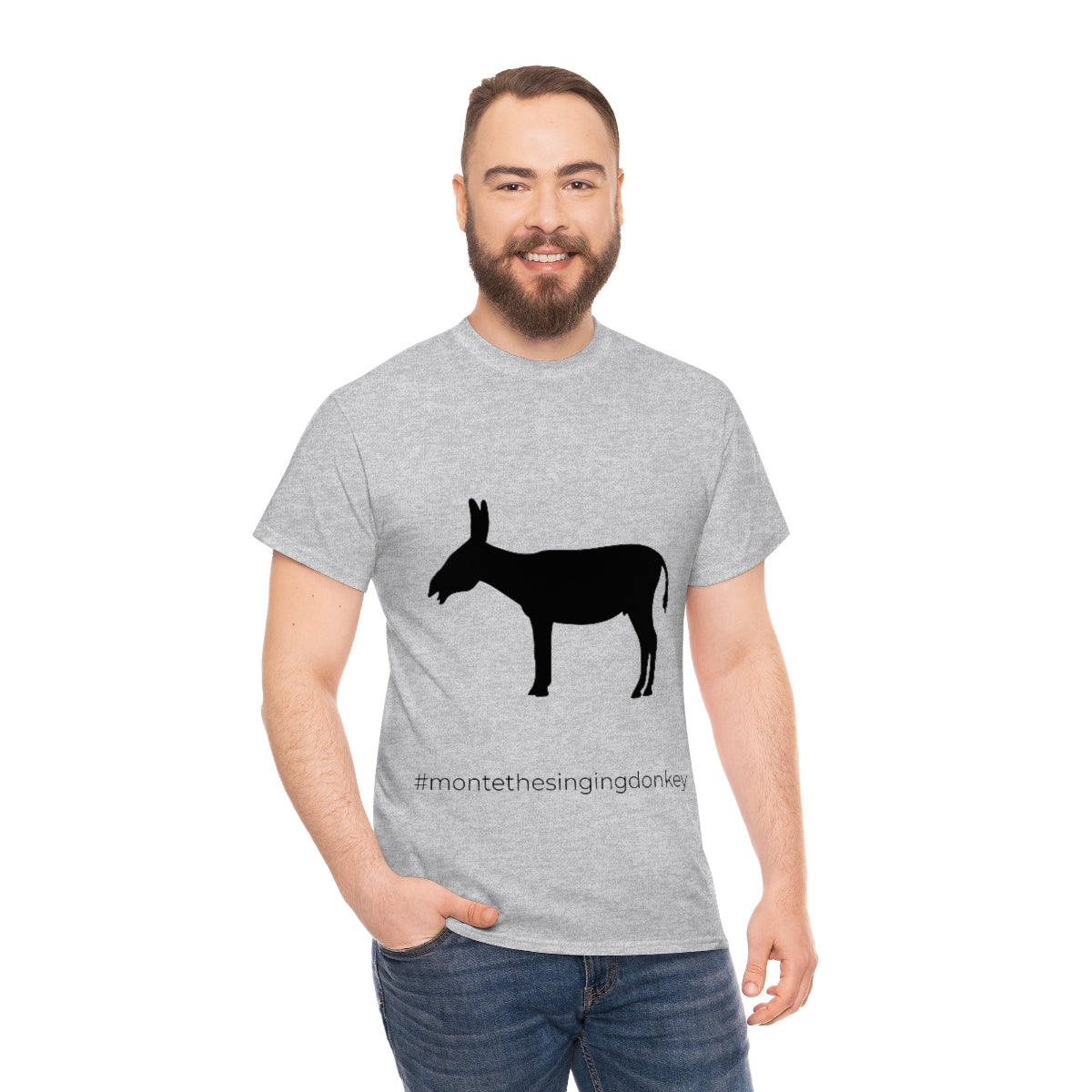 Monte the Singing Donkey Unisex Braying Silhouette Heavy Cotton Tee (S-5X)