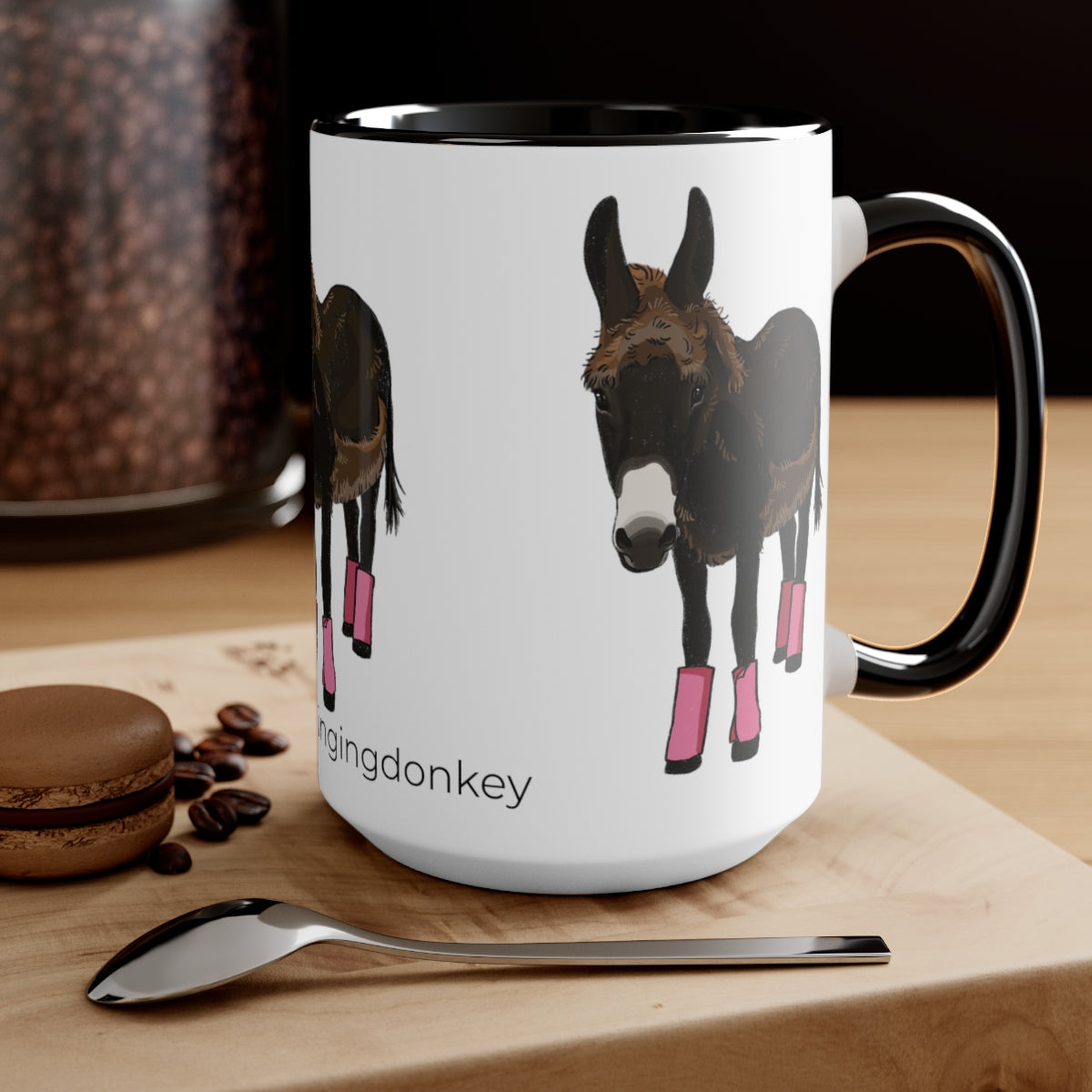 Mornings with Monte the Singing Donkey Summer Haircut Two-Tone Mugs, 15oz