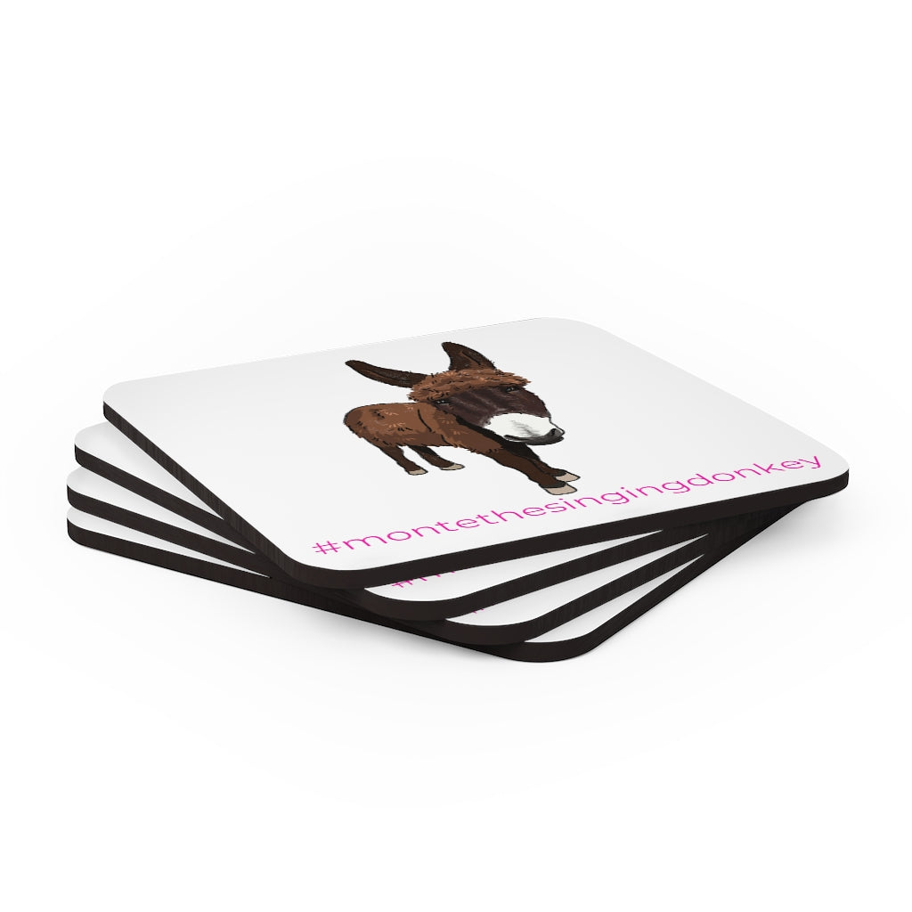 Monte the Singing Donkey Corkwood Coaster Set