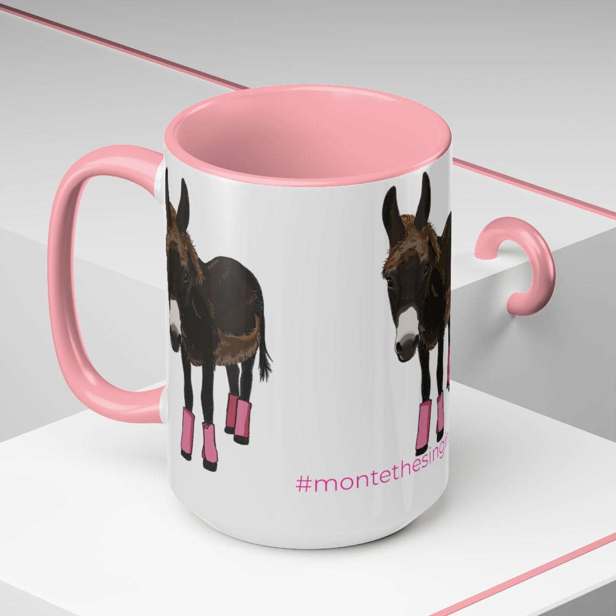 Mornings with Monte the Singing Donkey Summer Haircut Two-Tone Mugs, 15oz