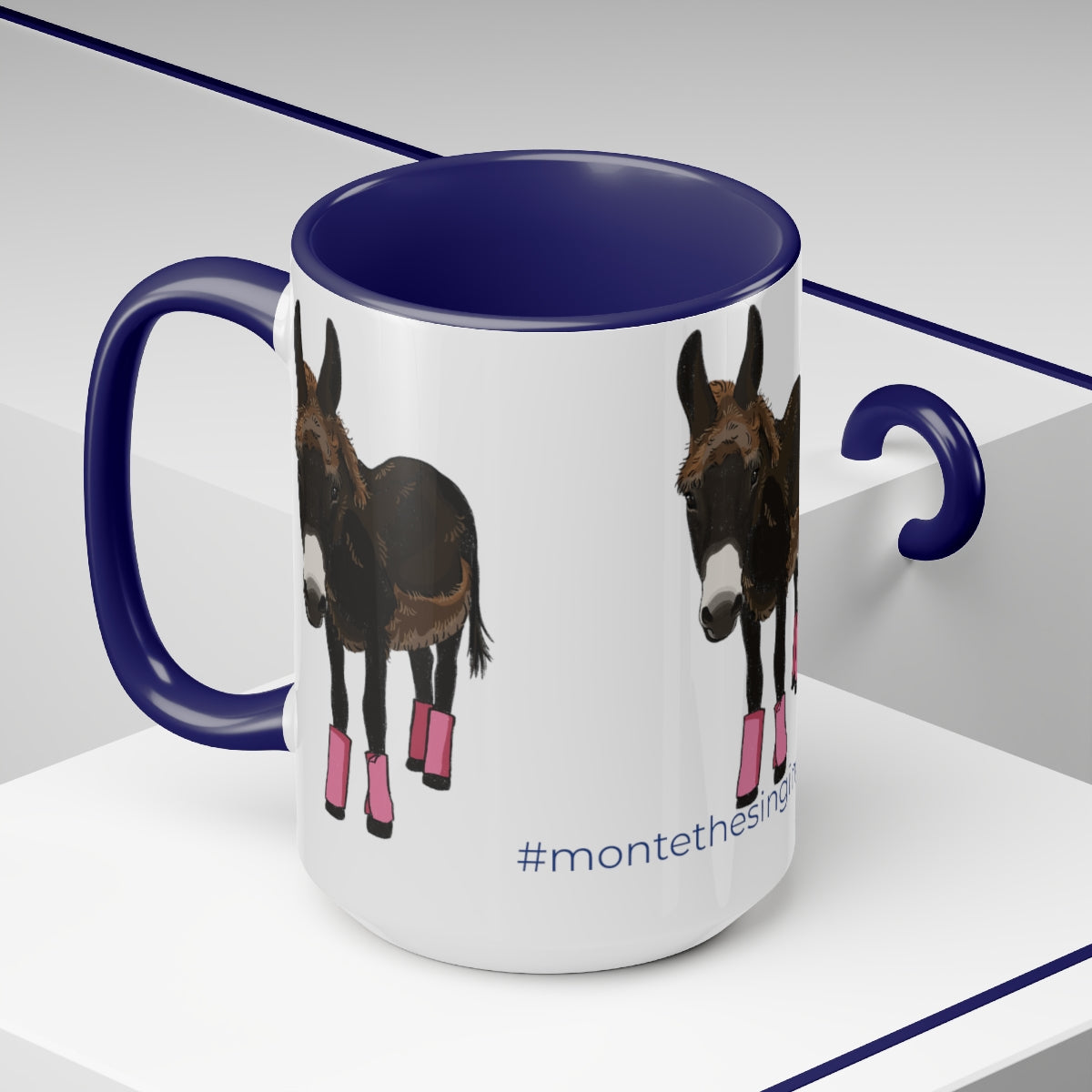 Mornings with Monte the Singing Donkey Summer Haircut Two-Tone Mugs, 15oz