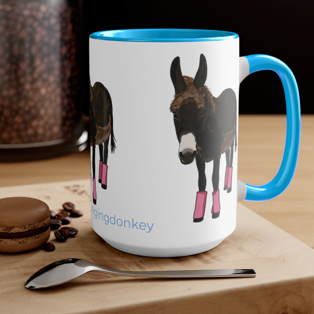 Mornings with Monte the Singing Donkey Summer Haircut Two-Tone Mugs, 15oz