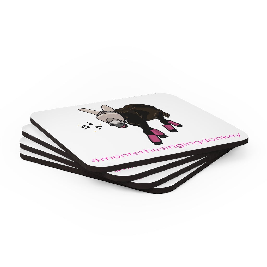 Monte the Singing Donkey Fly Gear Corkwood Coaster Set