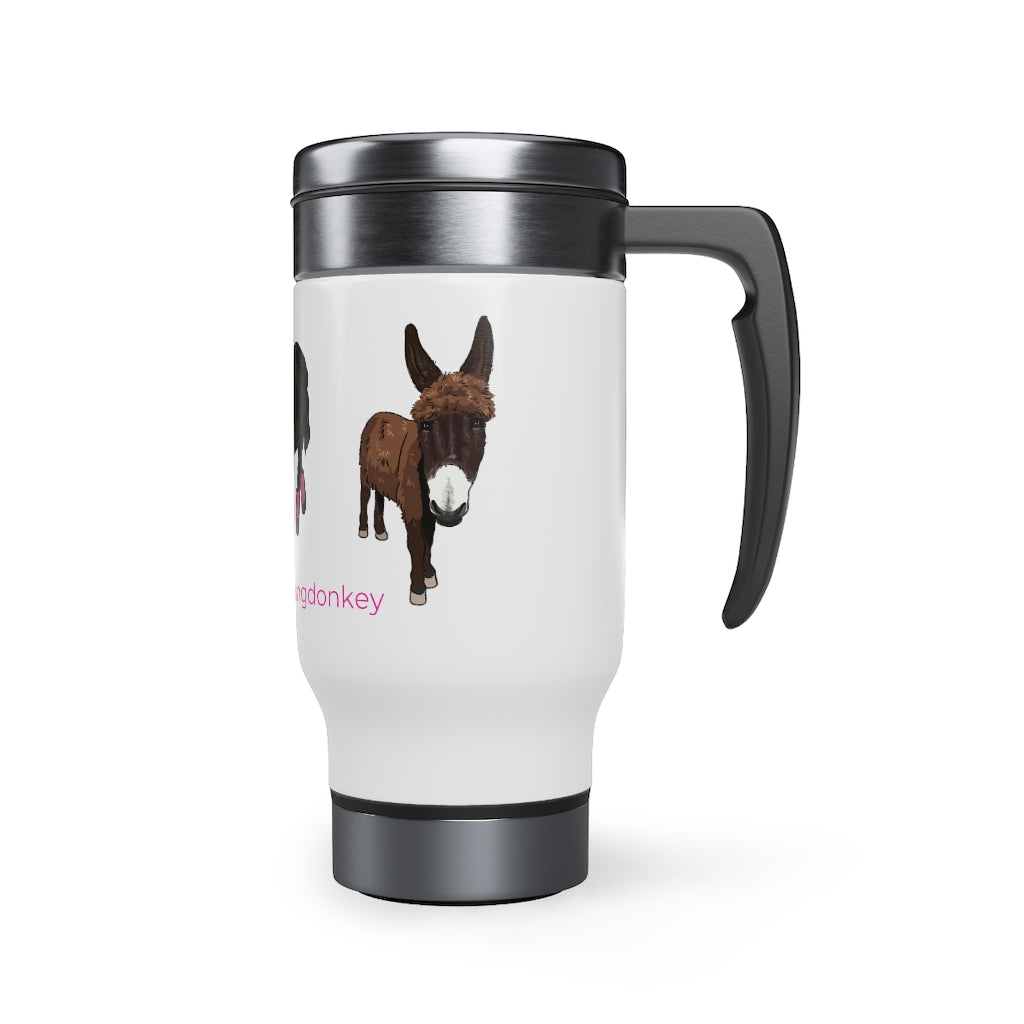 Monte the Singing Donkey Stainless Steel Travel Mug with Handle, 14oz