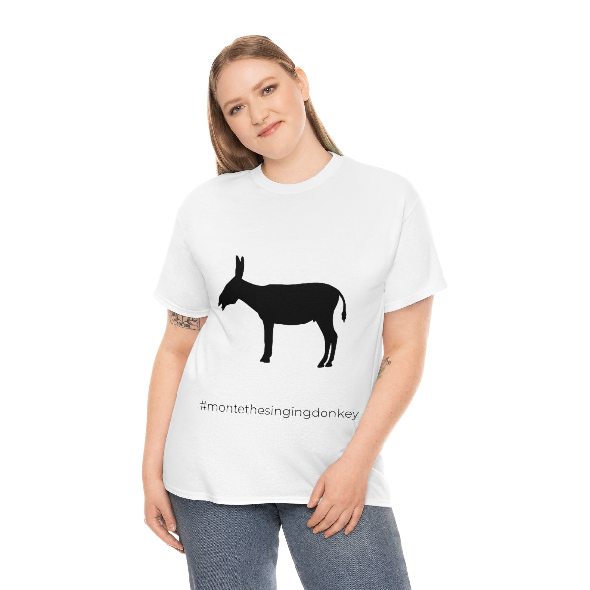 Monte the Singing Donkey  Unisex Braying Silhouette Heavy Cotton Tee (S-5X)