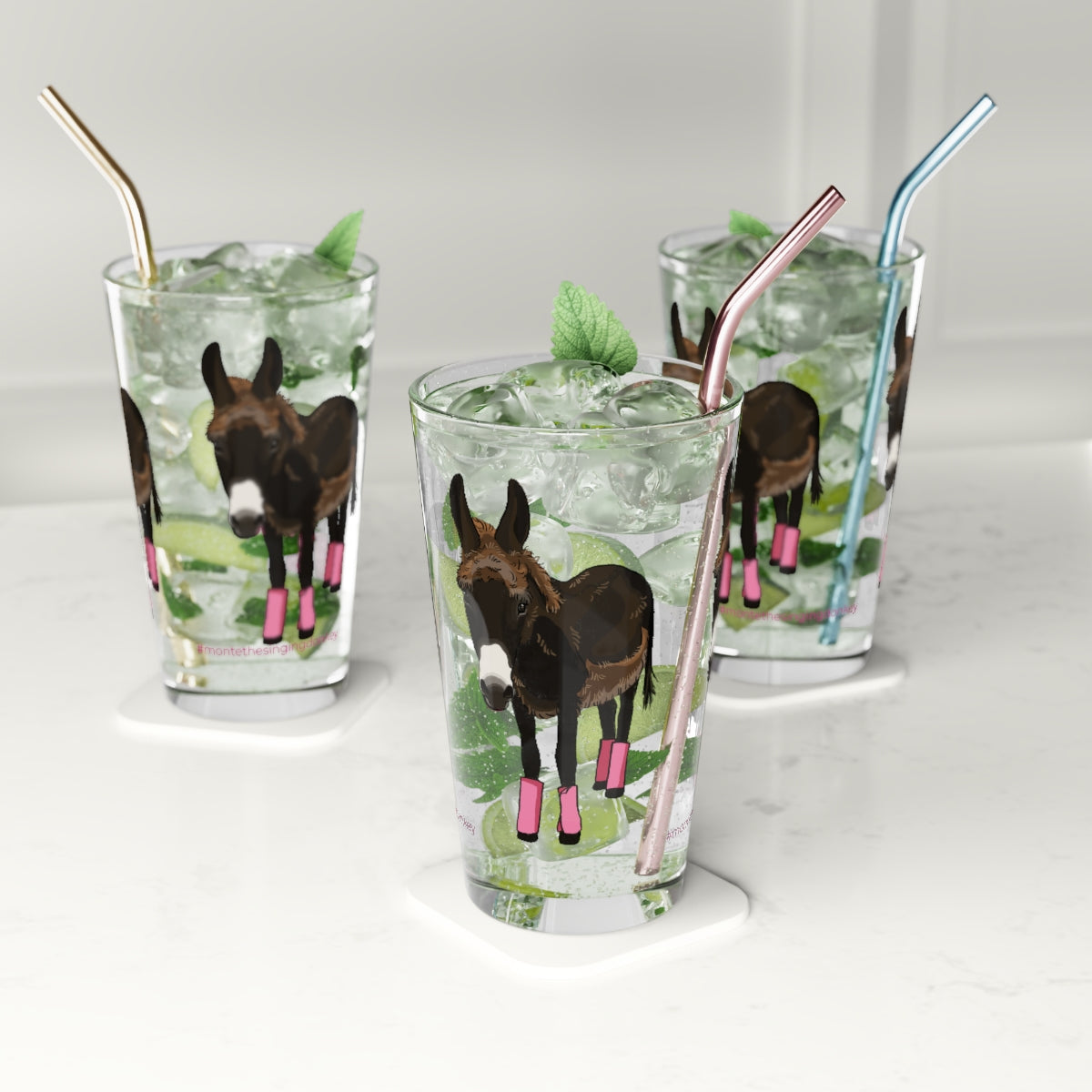Monte the Singing Donkey - Summer Cut  - Pint Glass - 16oz