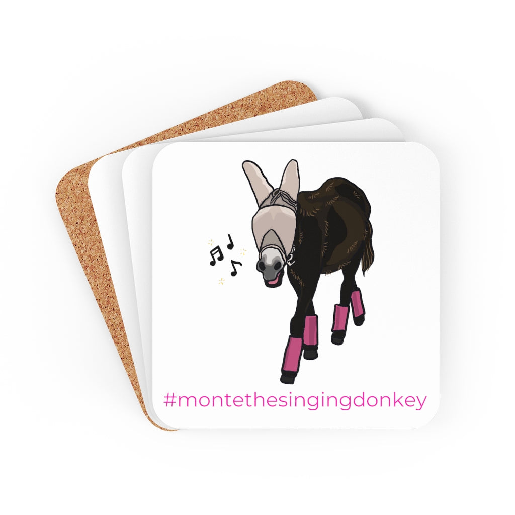 Monte the Singing Donkey Fly Gear Corkwood Coaster Set