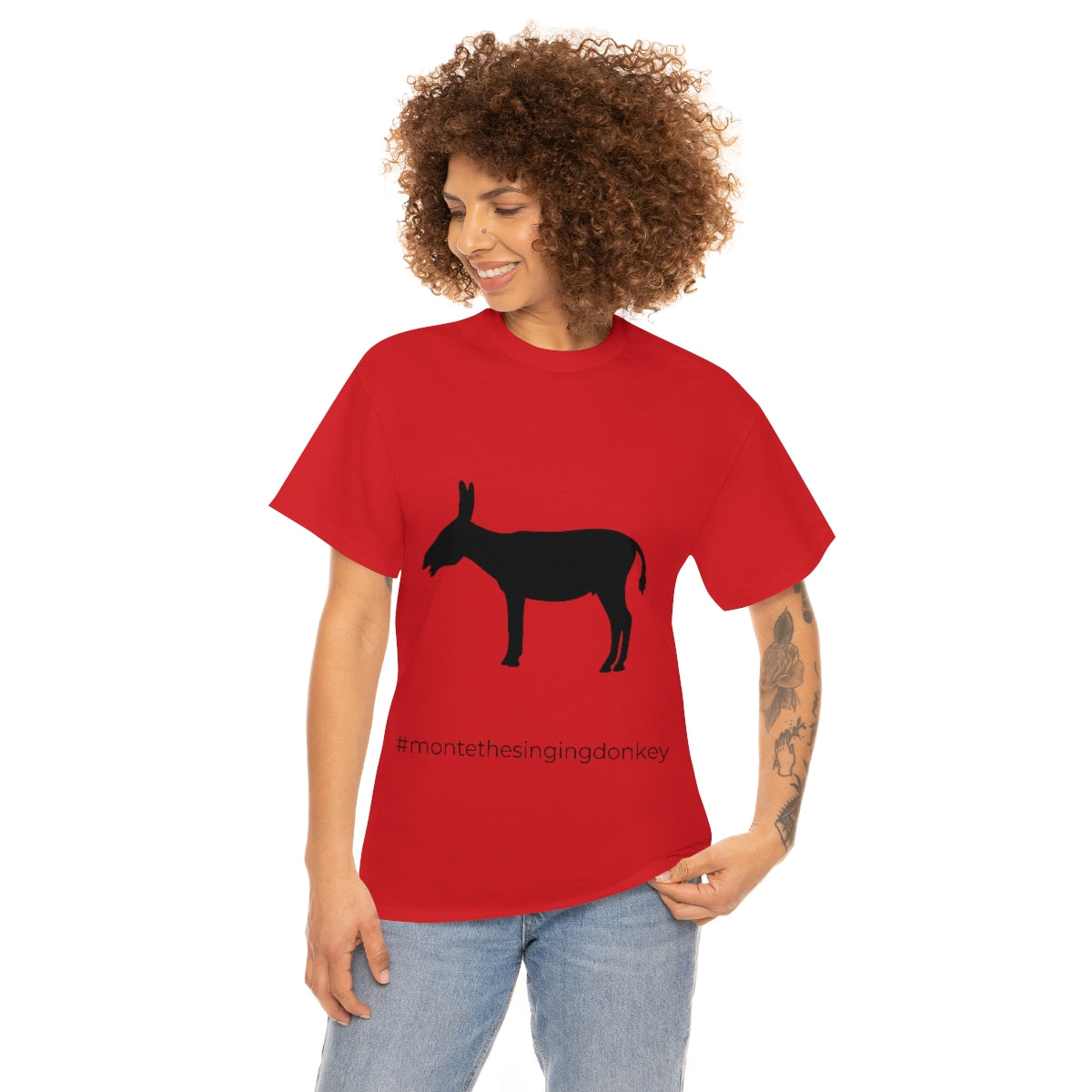 Monte the Singing Donkey  Unisex Braying Silhouette Heavy Cotton Tee (S-5X)