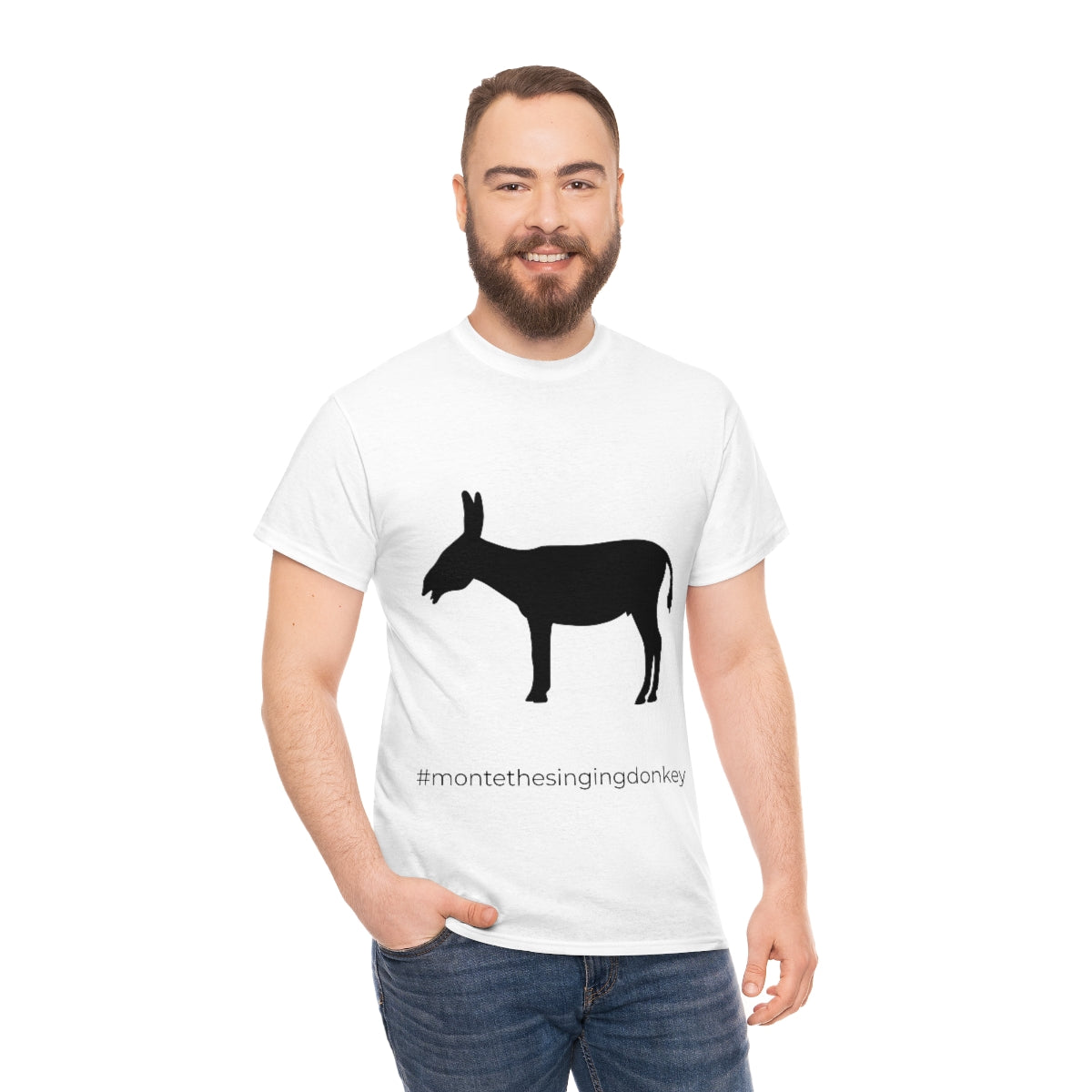 Monte the Singing Donkey Braying Silhouette Unisex Heavy Cotton Tee (S-3X)