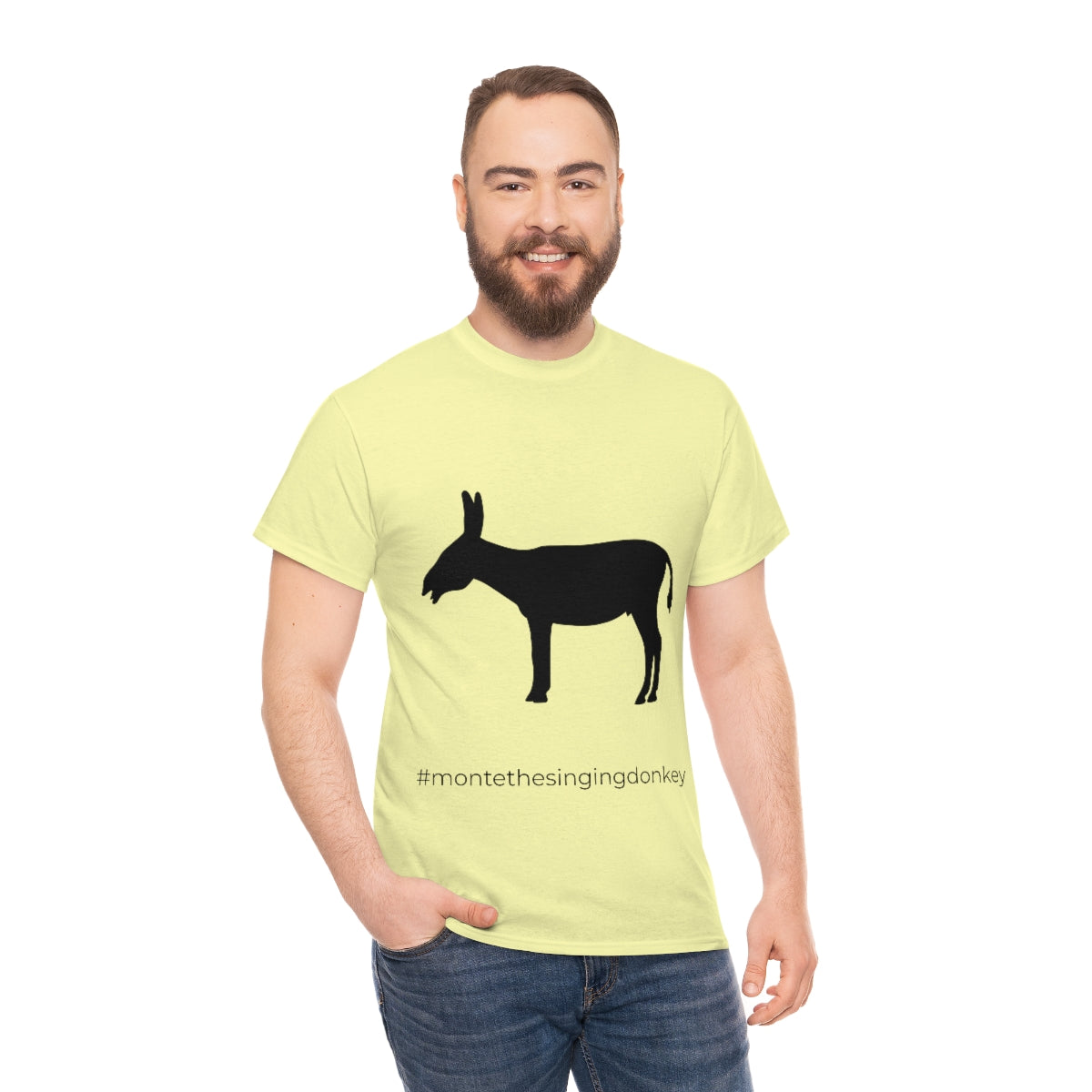 Monte the Singing Donkey Braying Silhouette Unisex Heavy Cotton Tee (S-3X)