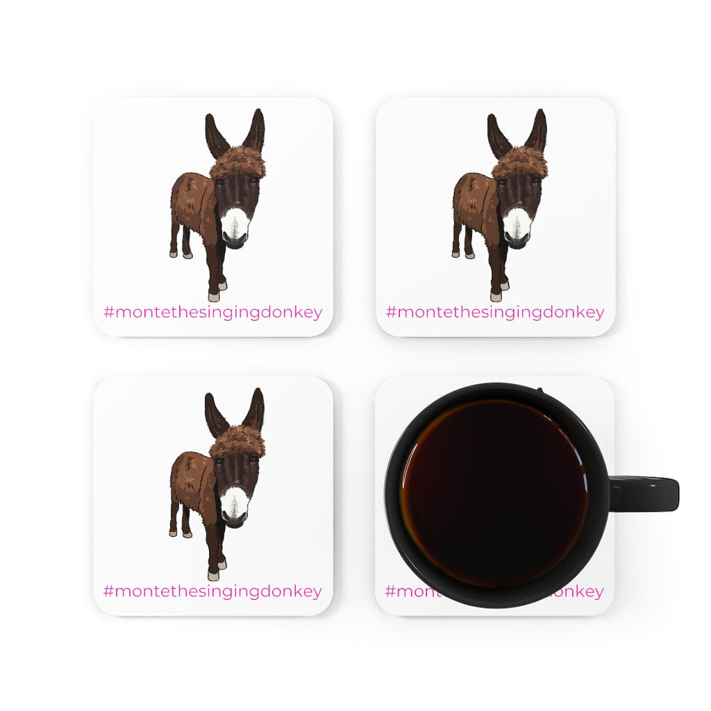 Monte the Singing Donkey Corkwood Coaster Set