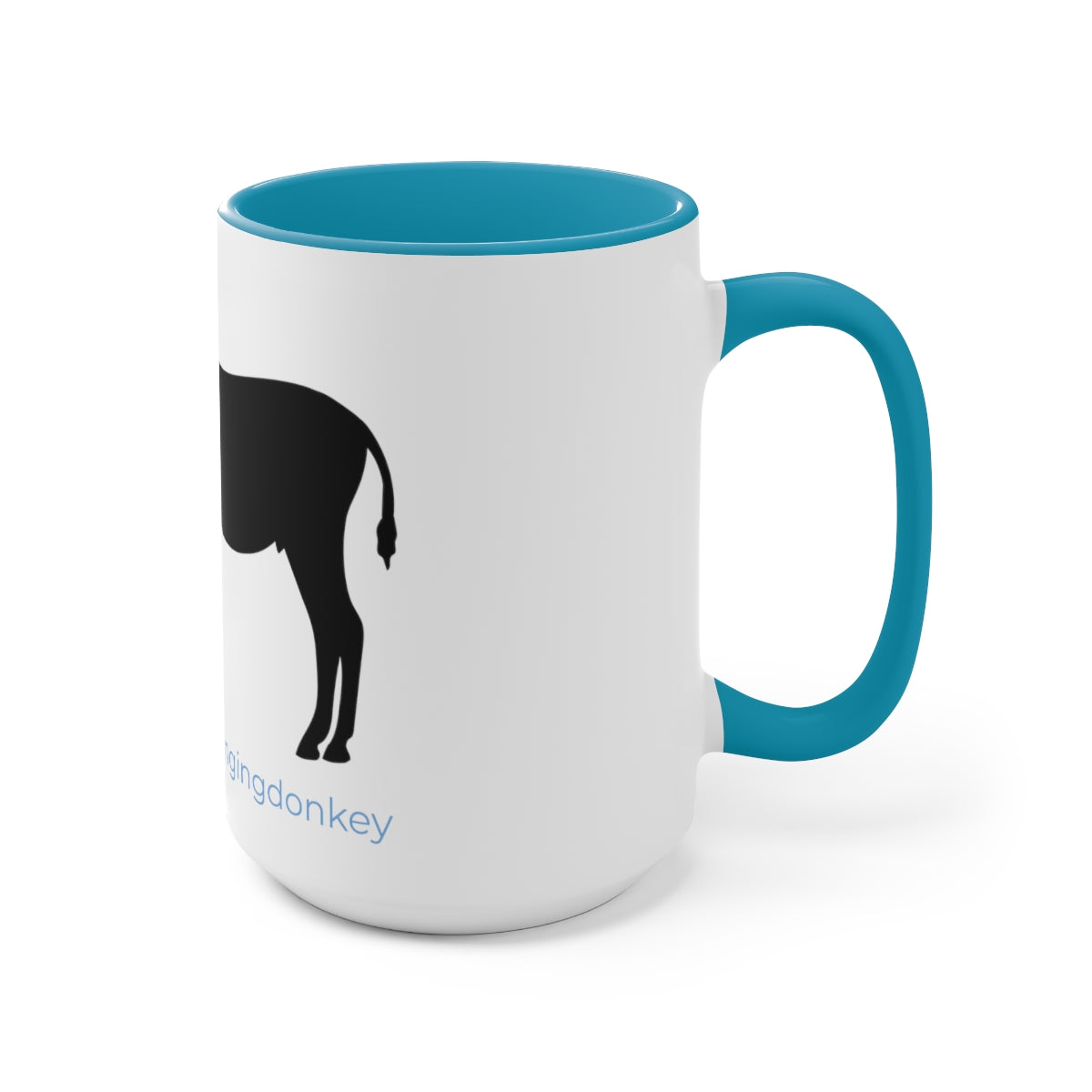 Mornings with Monte the Singing Donkey Braying Silhouette Two-Tone Mugs, 15oz