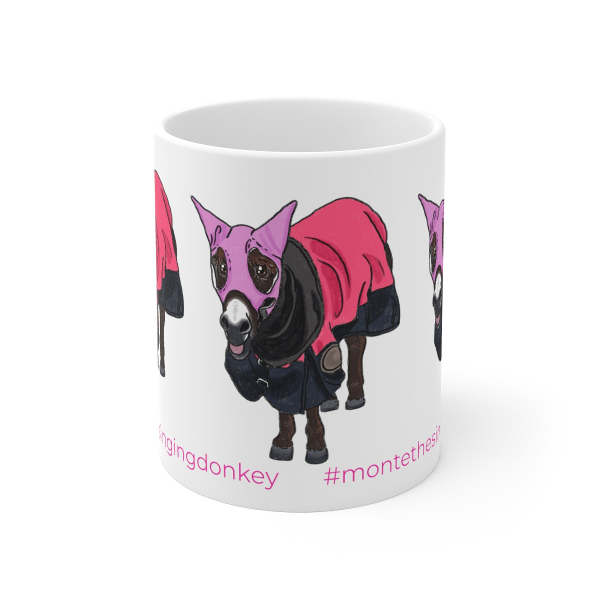 Mornings with Monte the Singing Donkey Winter Gear Ceramic Mug 11oz