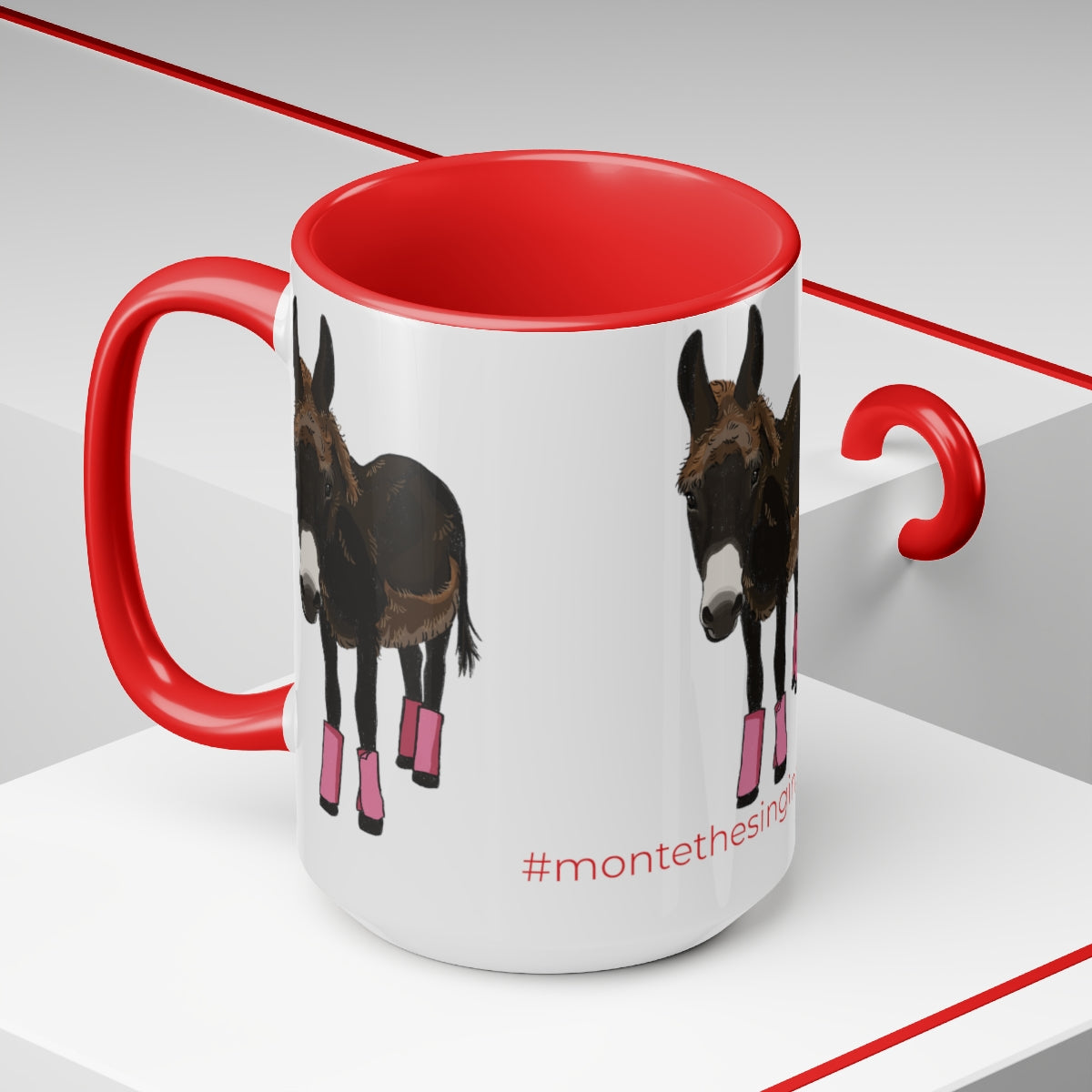 Mornings with Monte the Singing Donkey Summer Haircut Two-Tone Mugs, 15oz