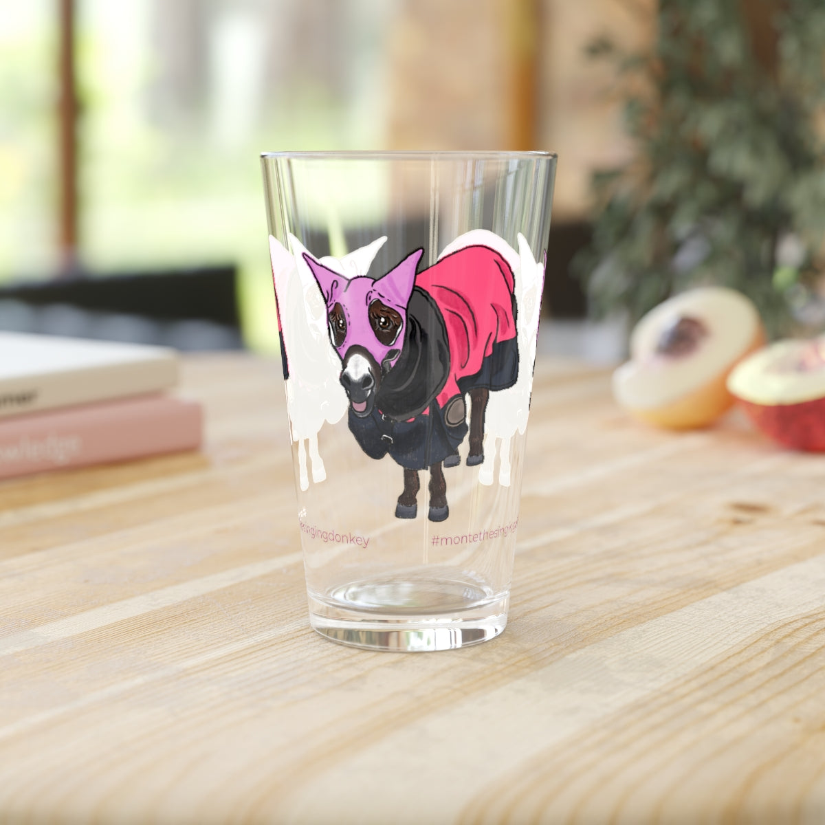 Monte the Singing Donkey in His Winter Wear - Pint Glass -  16oz