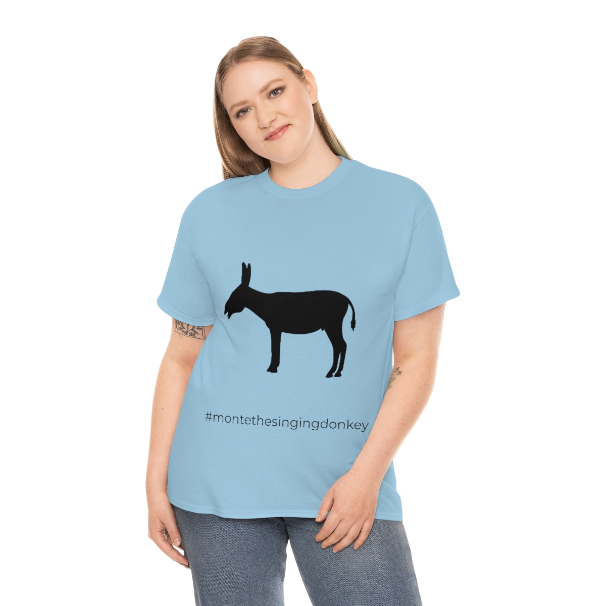 Monte the Singing Donkey  Unisex Braying Silhouette Heavy Cotton Tee (S-5X)