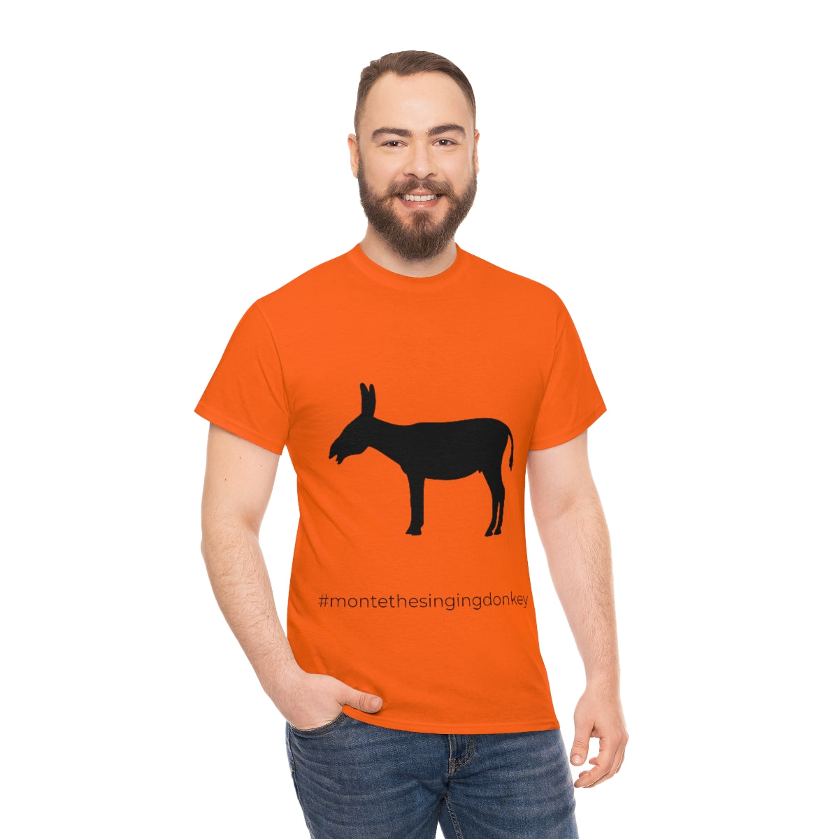 Monte the Singing Donkey  Unisex Braying Silhouette Heavy Cotton Tee (S-5X)