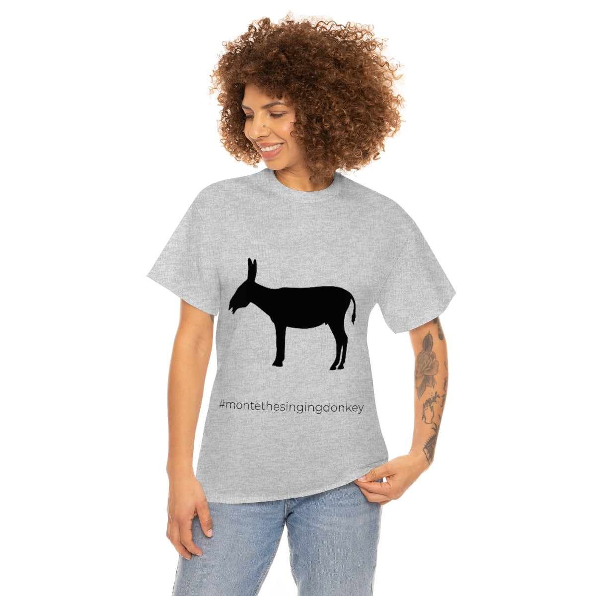 Monte the Singing Donkey Braying Silhouette Unisex Heavy Cotton Tee (S-3X)
