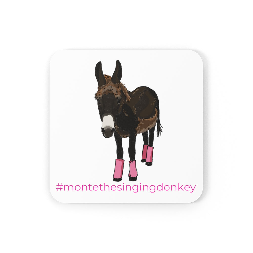 Monte the Singing Donkey Summer Haircut Corkwood Coaster Set