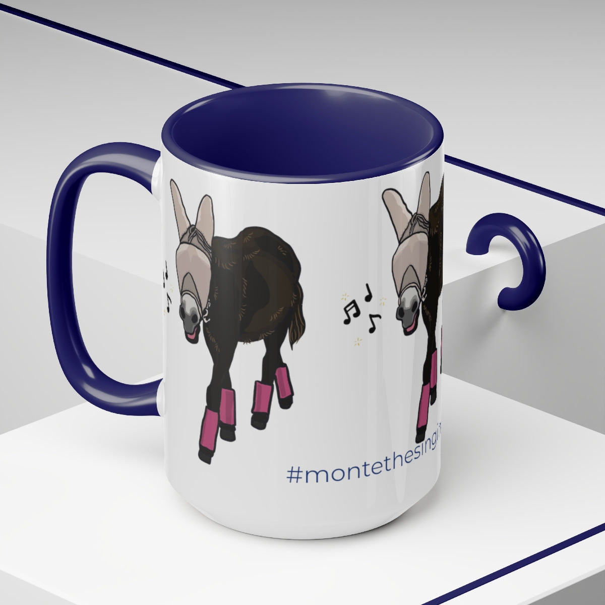 Mornings with Monte the Singing Donkey Fly Gear Two-Tone Mugs, 15oz