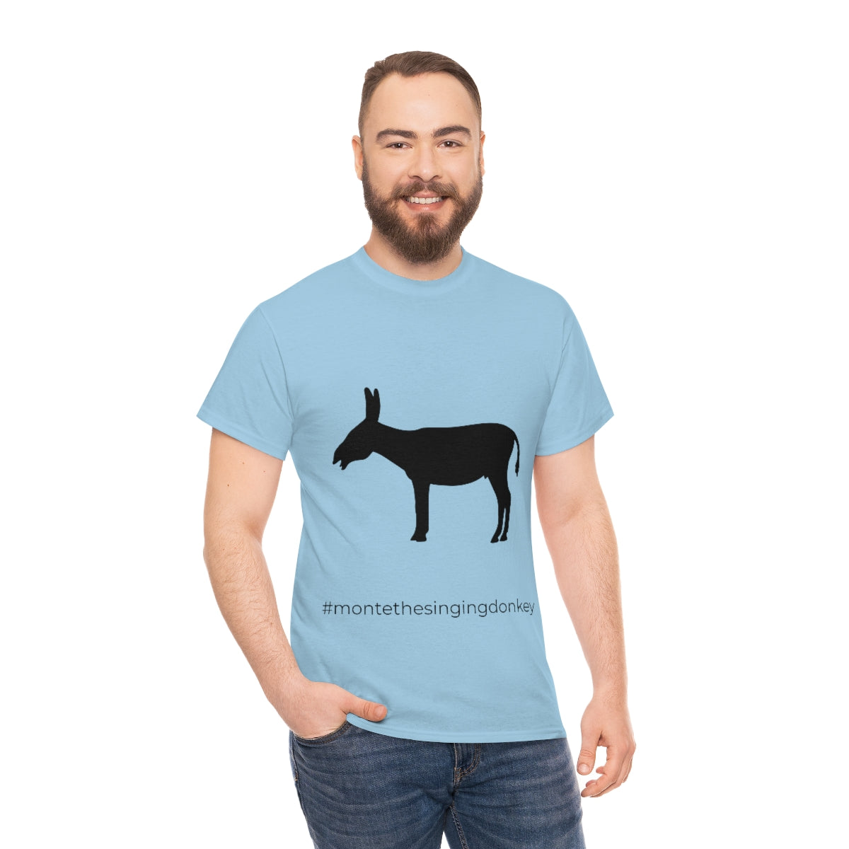 Monte the Singing Donkey  Unisex Braying Silhouette Heavy Cotton Tee (S-5X)