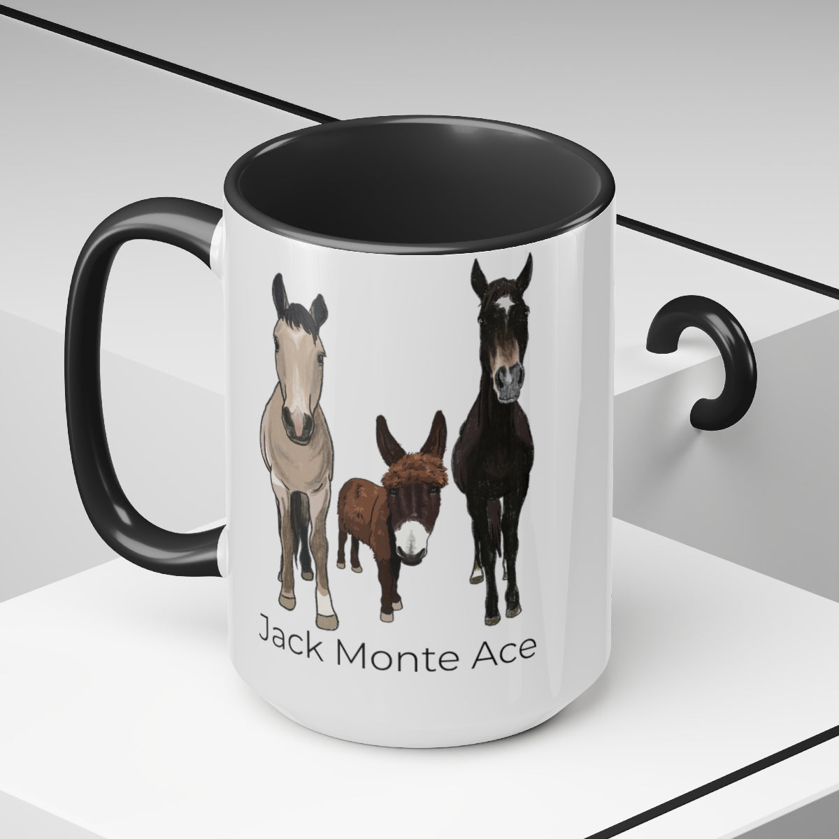 Mornings with Monte the Singing Donkey and The Brudders Two-Tone Mugs, 15oz