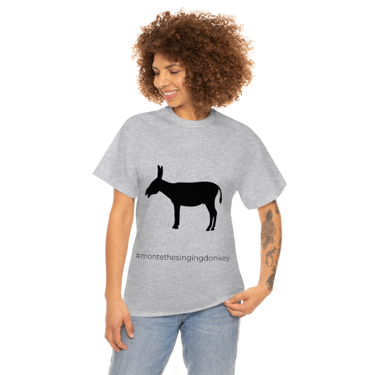 Monte the Singing Donkey  Unisex Braying Silhouette Heavy Cotton Tee (S-5X)