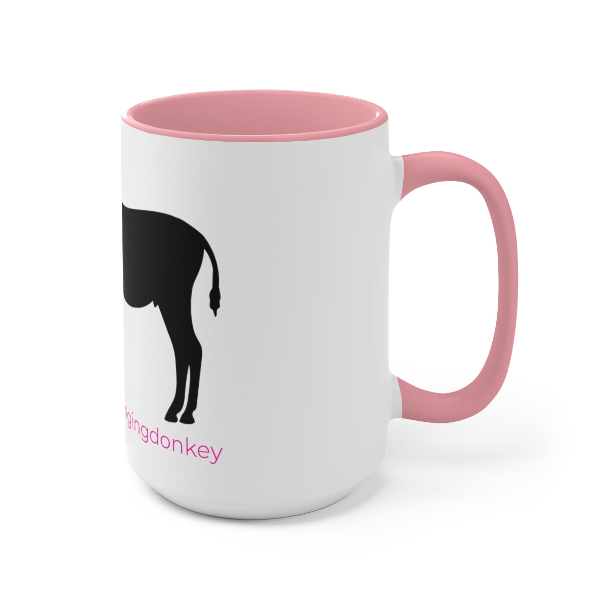Mornings with Monte the Singing Donkey Braying Silhouette Two-Tone Mugs, 15oz