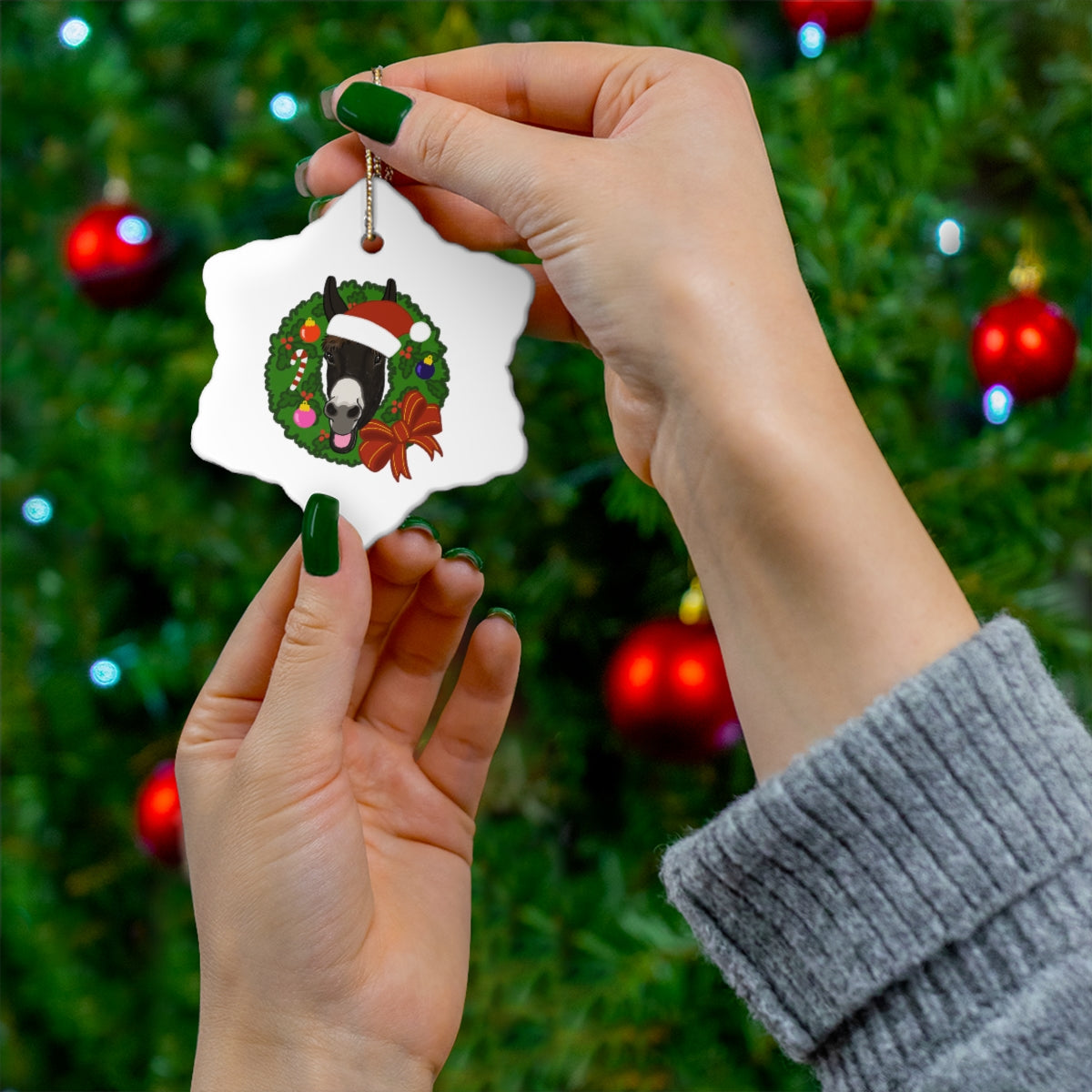 Monte Christmas Ornament - Ceramic (Circle, Snowflake, or Star)