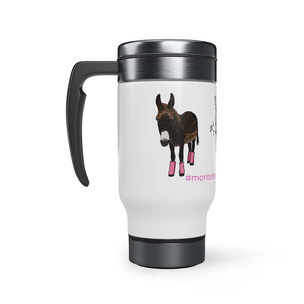 Monte the Singing Donkey Stainless Steel Travel Mug with Handle, 14oz