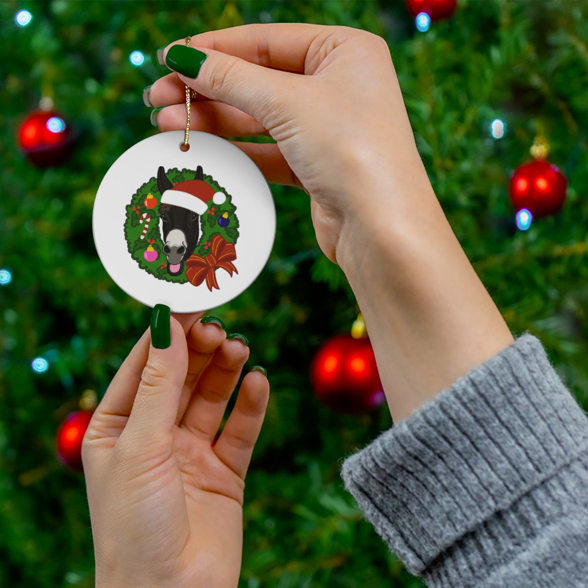 Monte Christmas Ornament - Ceramic (Circle, Snowflake, or Star)