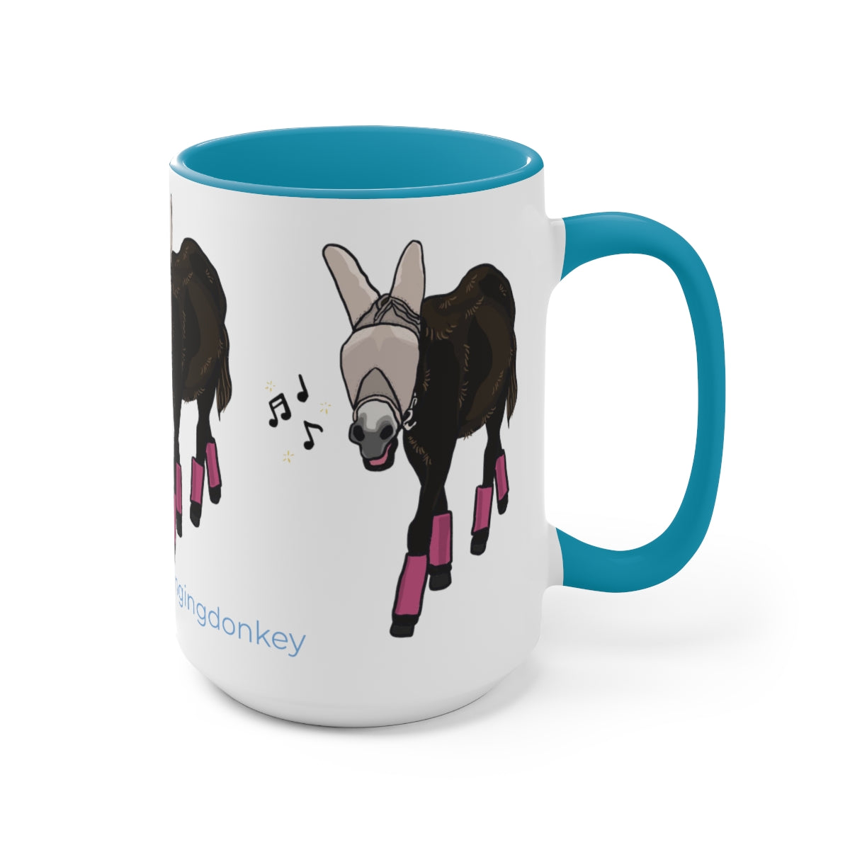 Mornings with Monte the Singing Donkey Fly Gear Two-Tone Mugs, 15oz