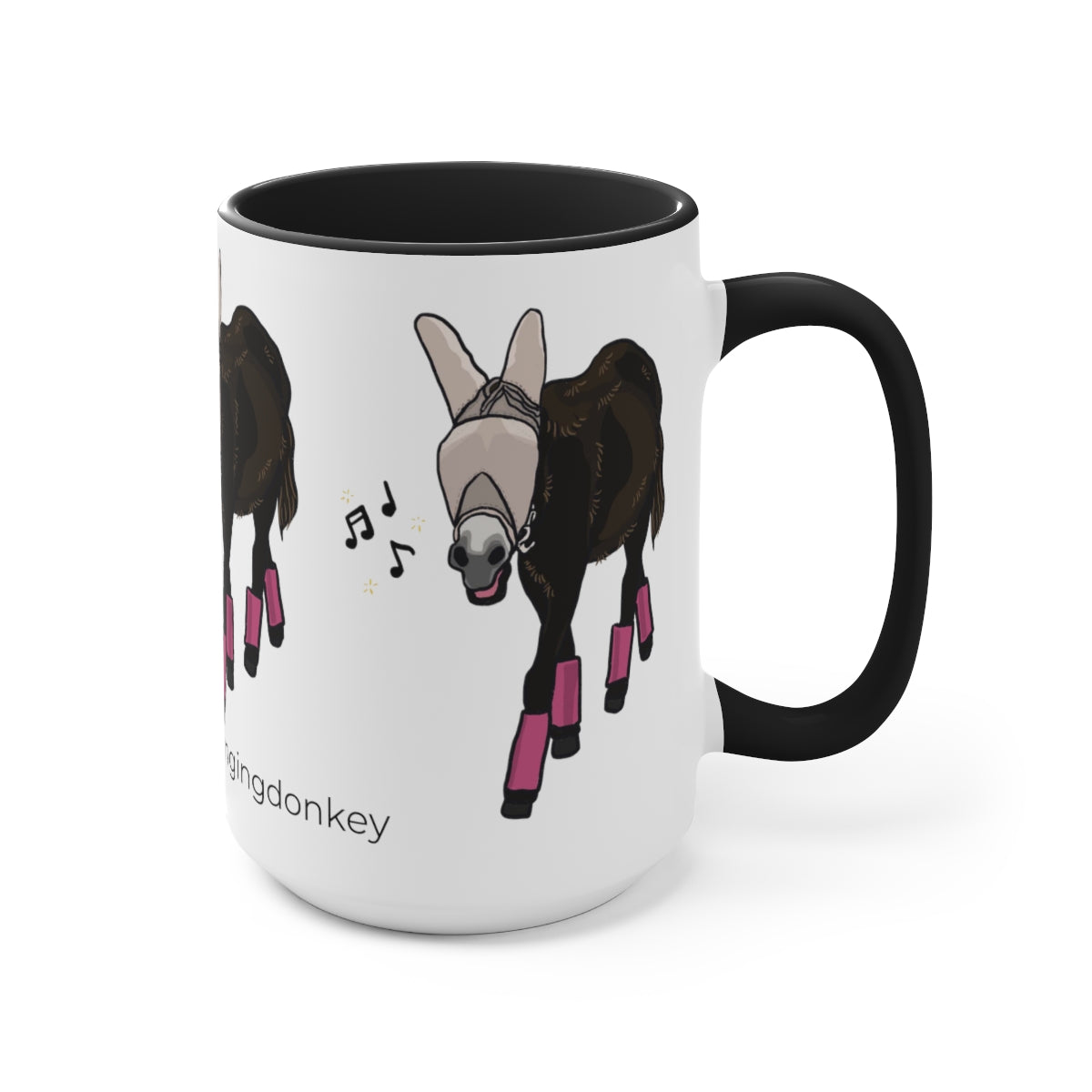 Mornings with Monte the Singing Donkey Fly Gear Two-Tone Mugs, 15oz