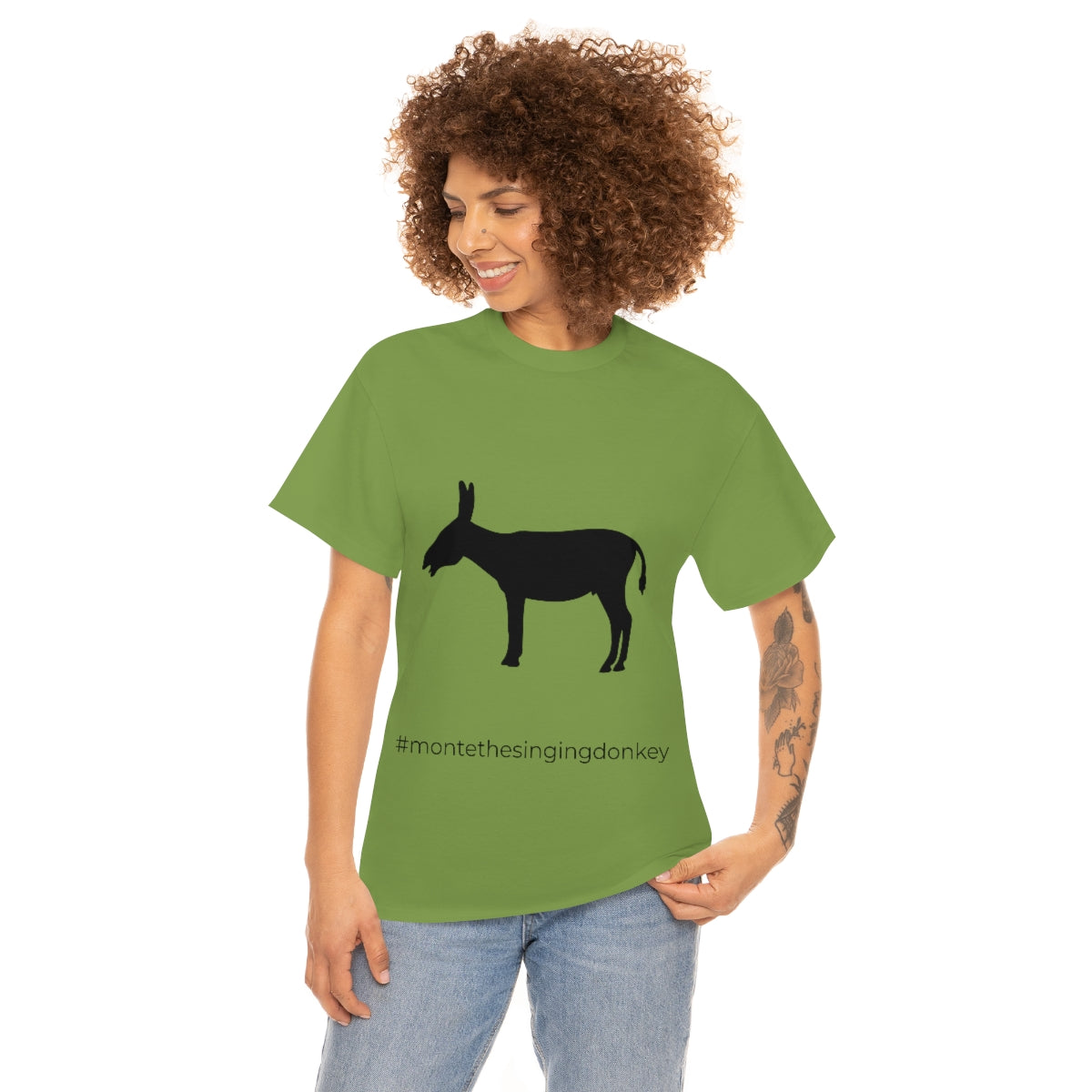 Monte the Singing Donkey  Unisex Braying Silhouette Heavy Cotton Tee (S-5X)