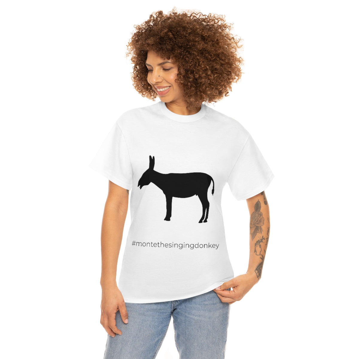 Monte the Singing Donkey Braying Silhouette Unisex Heavy Cotton Tee (S-3X)