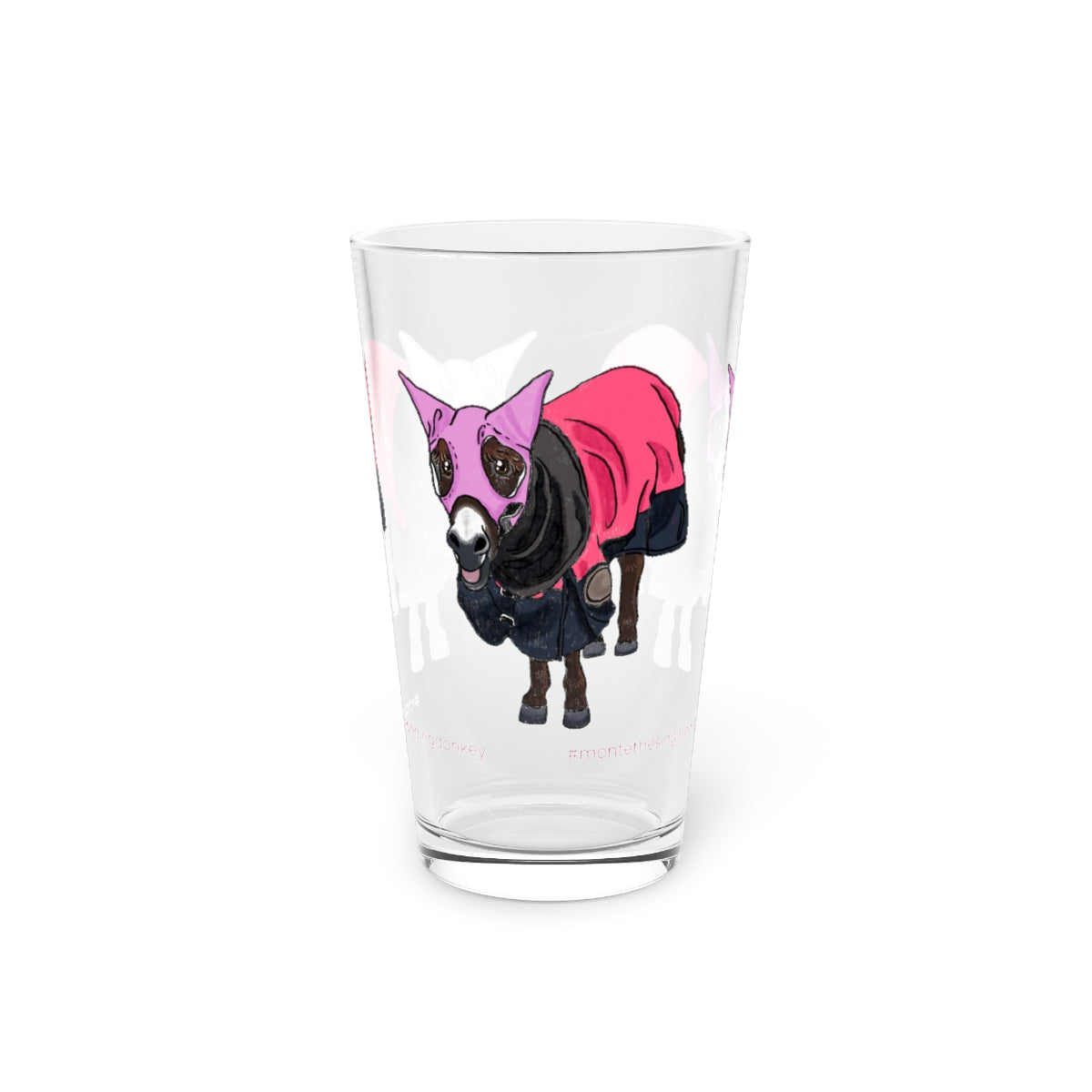 Monte the Singing Donkey in His Winter Wear - Pint Glass -  16oz